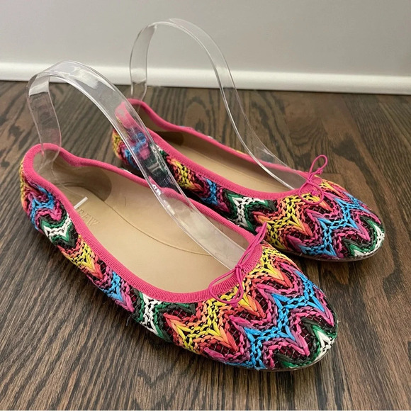 J. Crew Evie Ballet Flats In Zigzag Raffia size 7 - Picture 1 of 8